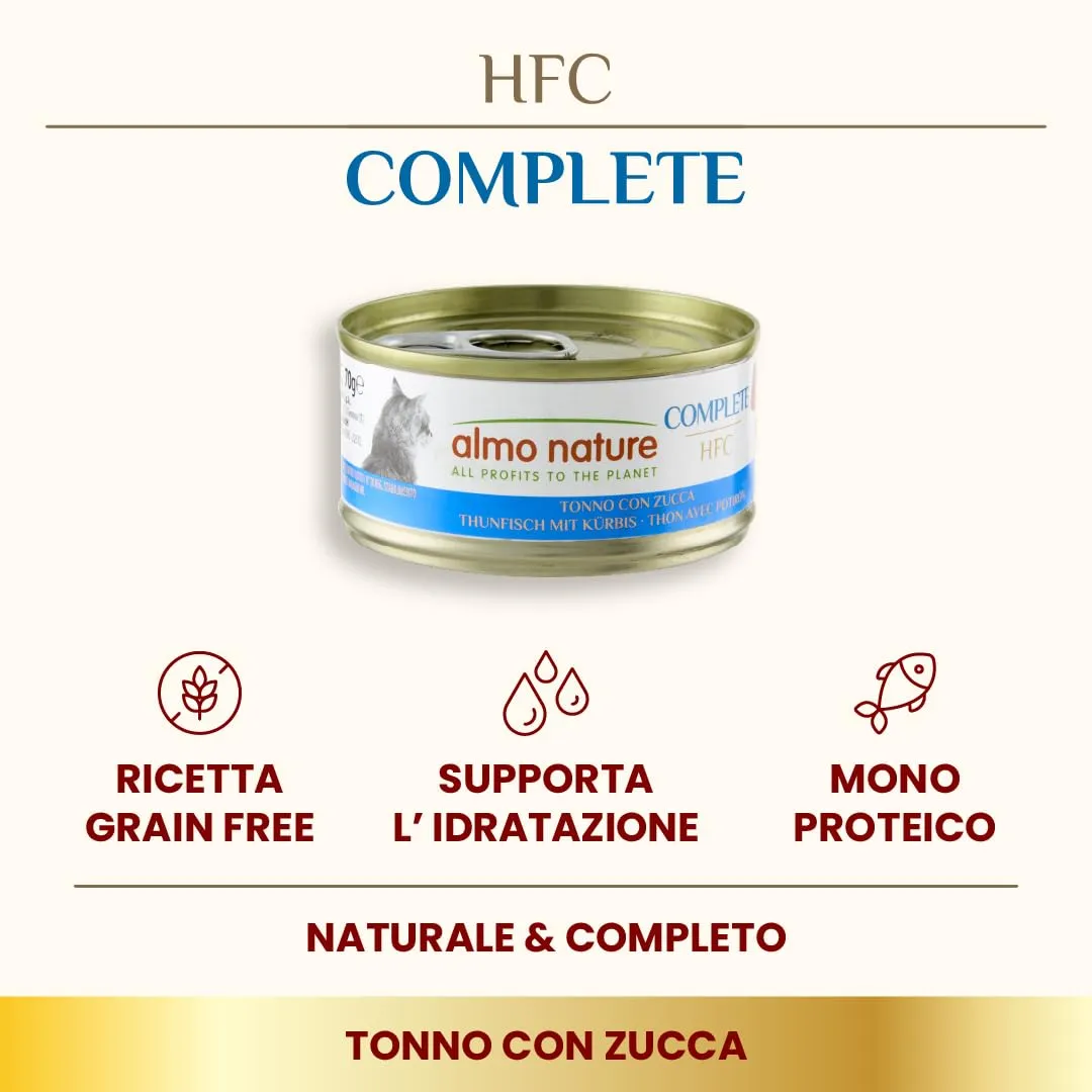 Almo Nature HFC Complete, Alimento Umido per Gatti Adulti - Tonno con Zucca, Senza Glutine- 70g, Confezione da 24 - immagine 3