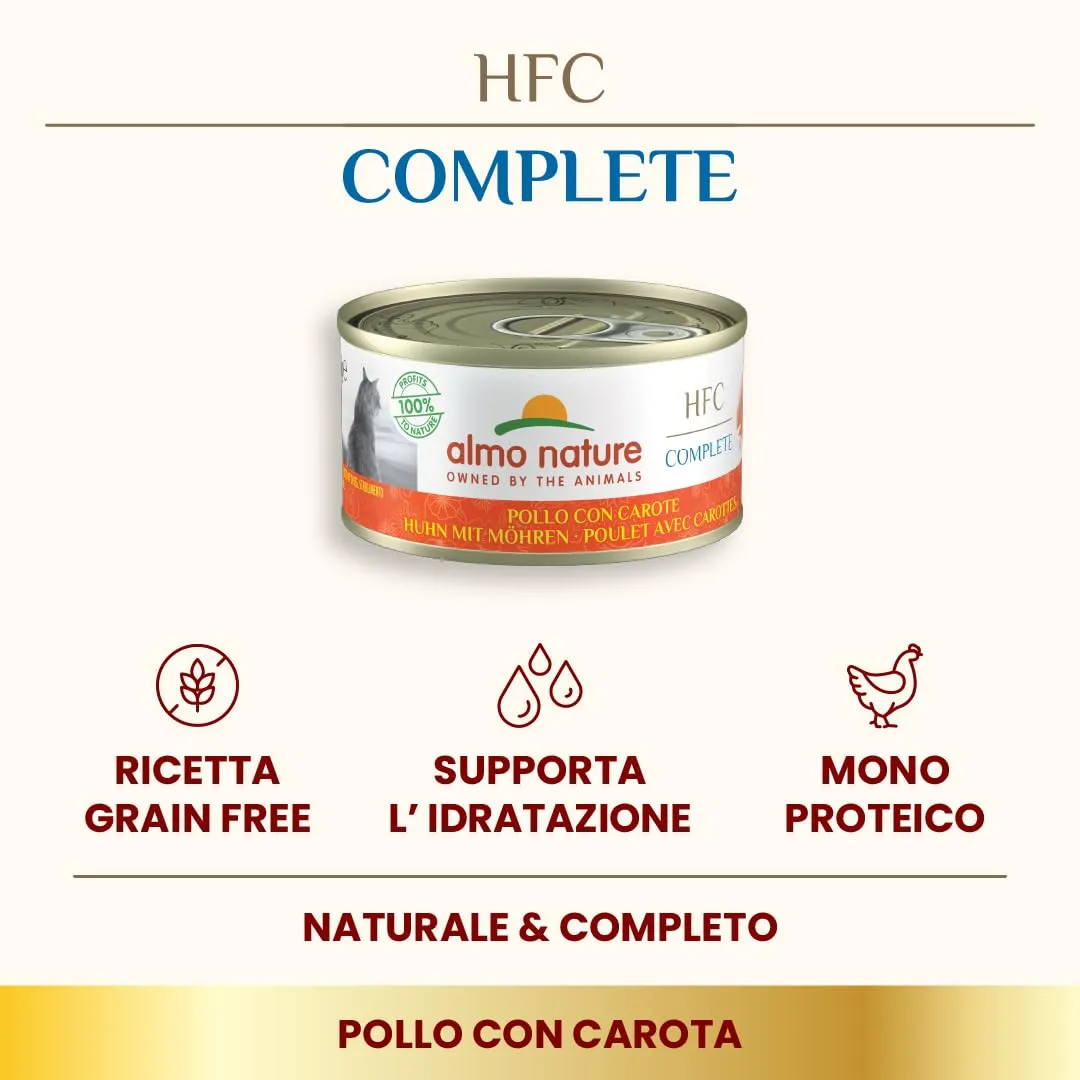 Almo Nature HFC Complete, Alimento Umido per Gatti Adulti - Pollo con Carote, Monoproteico - 70g, Confezione da 24 - immagine 2