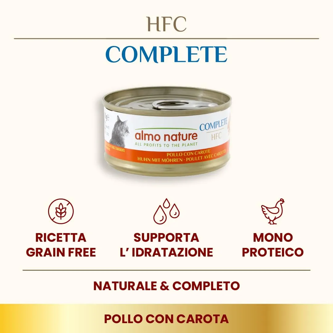 Almo Nature HFC Complete, Alimento Umido per Gatti Adulti - Pollo con Carote, Monoproteico - 70g, Confezione da 24 - immagine 3