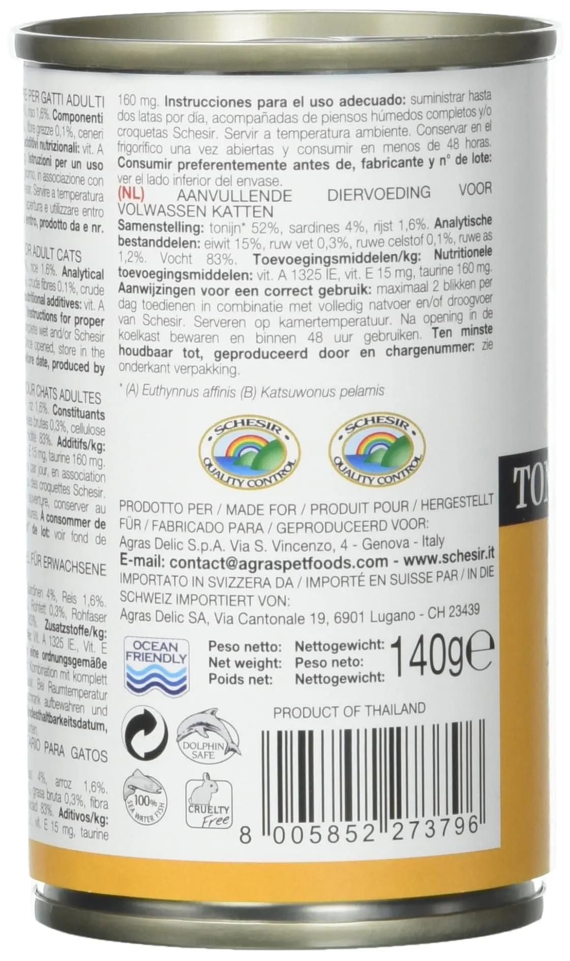 Schesir, Cibo Umido per Gatti Adulti al Gusto Tonnetto con Pesce Azzurro Preparato in Morbida Gelatina - Totale 0,84Kg (6 Lattine da 140G) - immagine 3