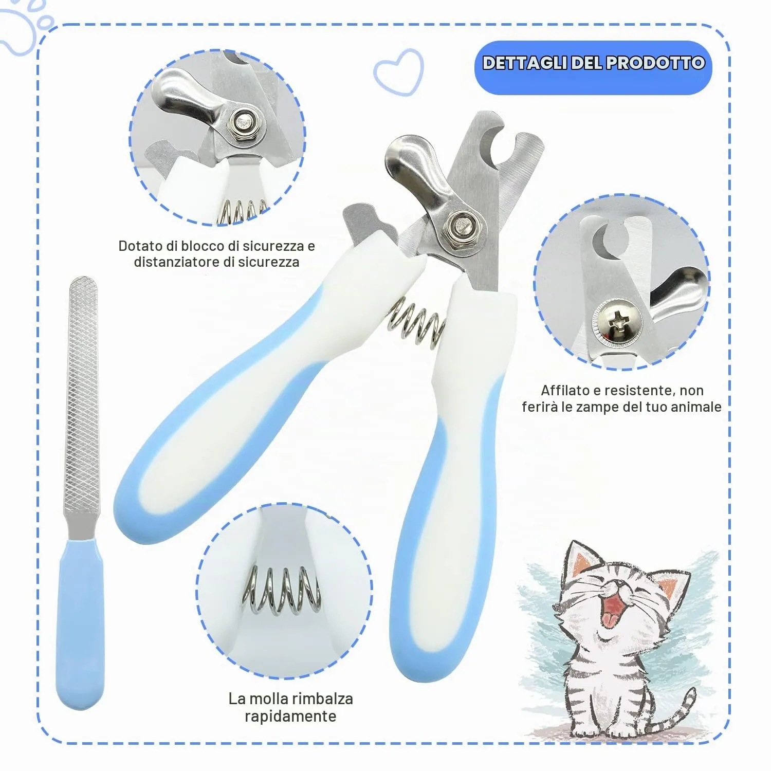 Kit per la toelettatura di conigli, con spazzola per coniglio, guanto da bagno e massaggio, pettine per spargimento di animali, tagliaunghie, tagliaunghie, set da 6 pezzi, per coniglietti, gattini, - immagine 6