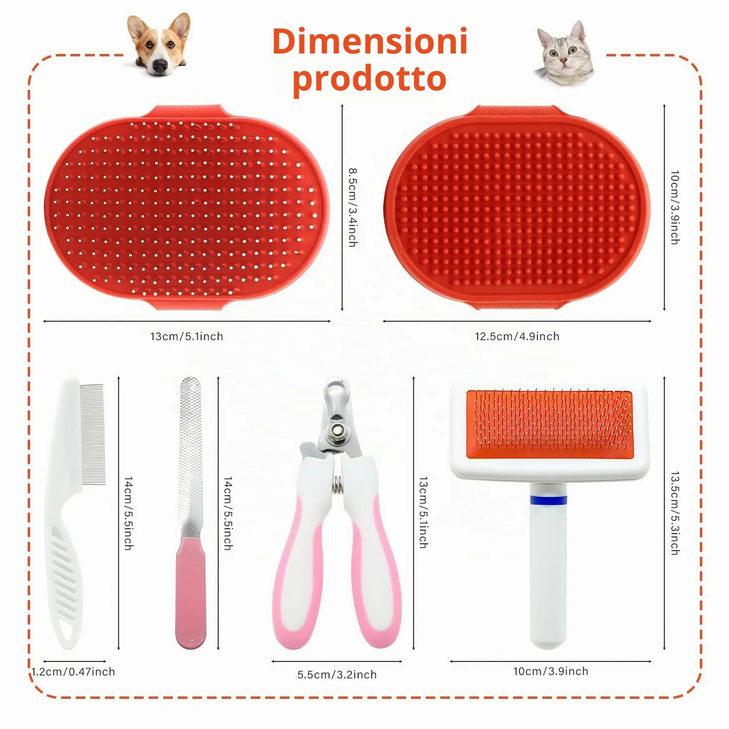 Crafterlife Kit per la toelettatura di coniglietti con spazzole per spargimento, pettine per spargimento di animali domestici, tagliaunghie per animali domestici, spazzola per toelettatura, guanto ago - immagine 2