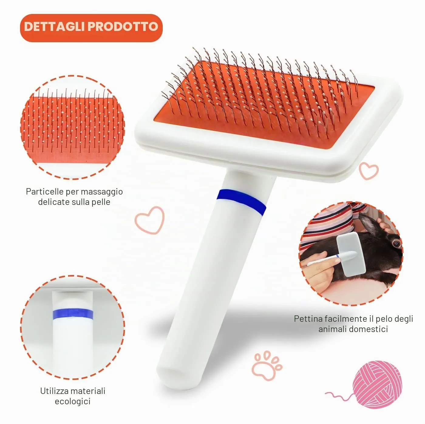 Crafterlife Kit per la toelettatura di coniglietti con spazzole per spargimento, pettine per spargimento di animali domestici, tagliaunghie per animali domestici, spazzola per toelettatura, guanto ago - immagine 4