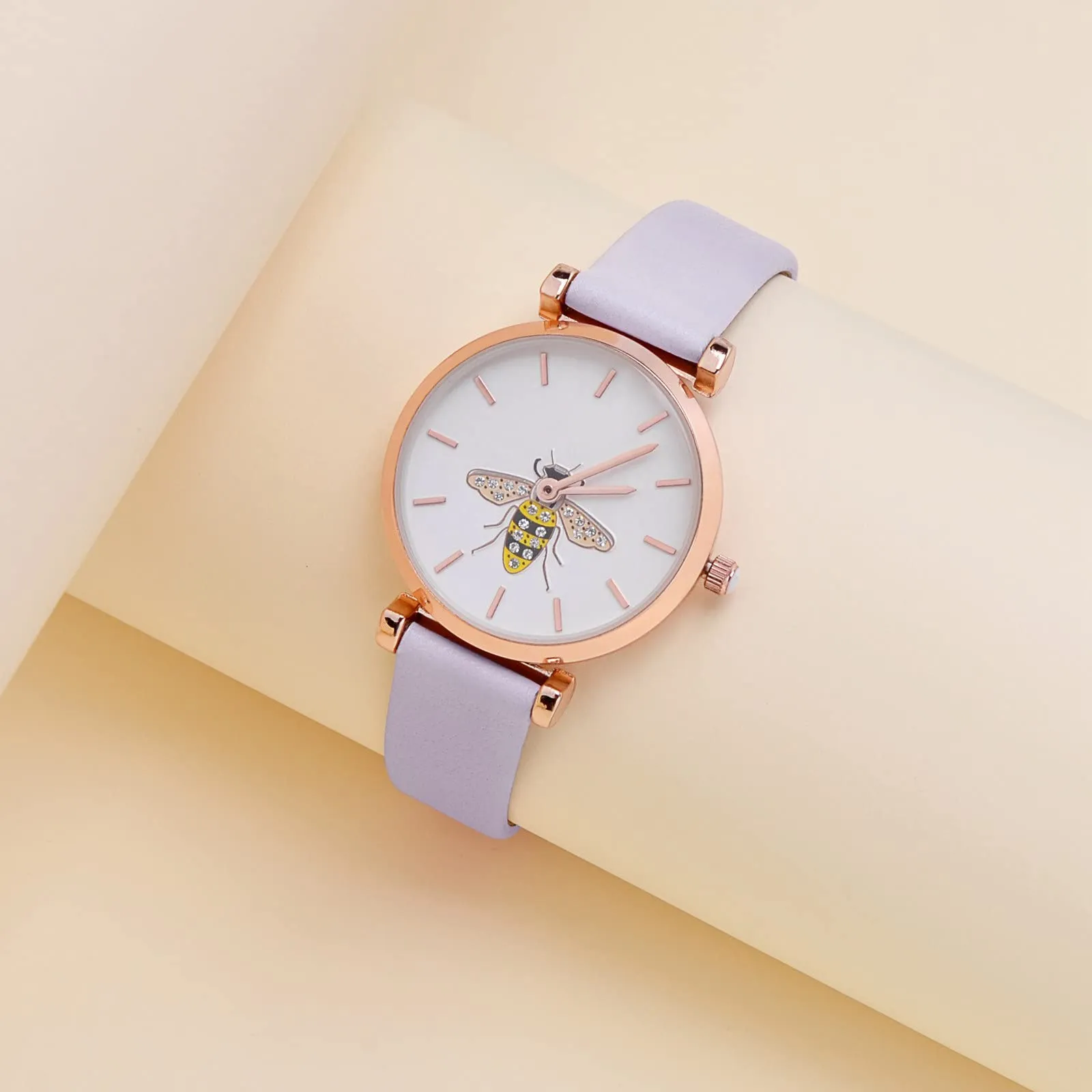 WOCCI 18mm Elegante Cinturino per Orologio con Fibbia Oro Rosa (Viola Chiaro) - immagine 2