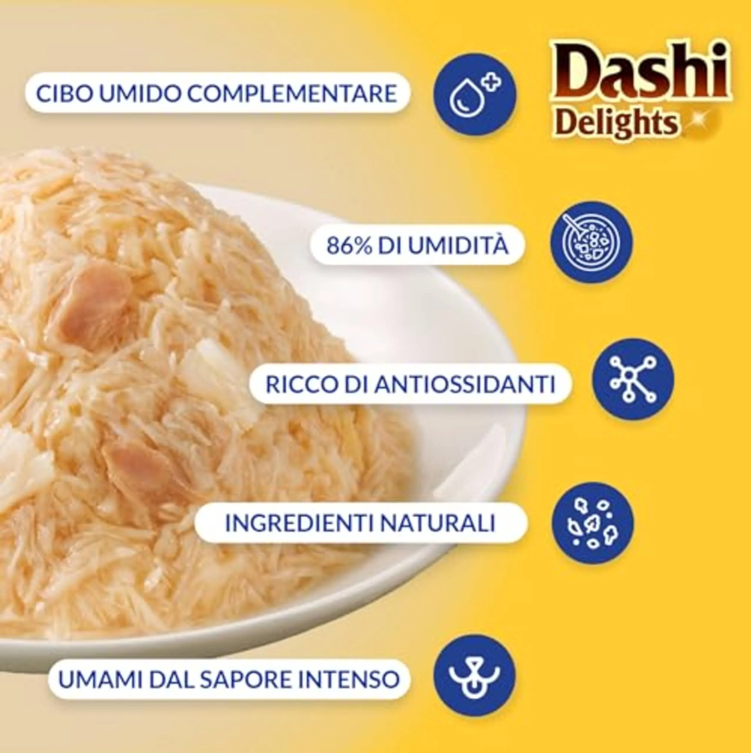 INABA Dashi Delights Delicate Flakes, Cibo Umido per Gatti con Pollo e Salmone, Fiocchi in Brodo di Pesce, Ricco di Proteine, Ingredienti Naturali, Pasto Complementare, 1 Confezione da 40 g - immagine 3