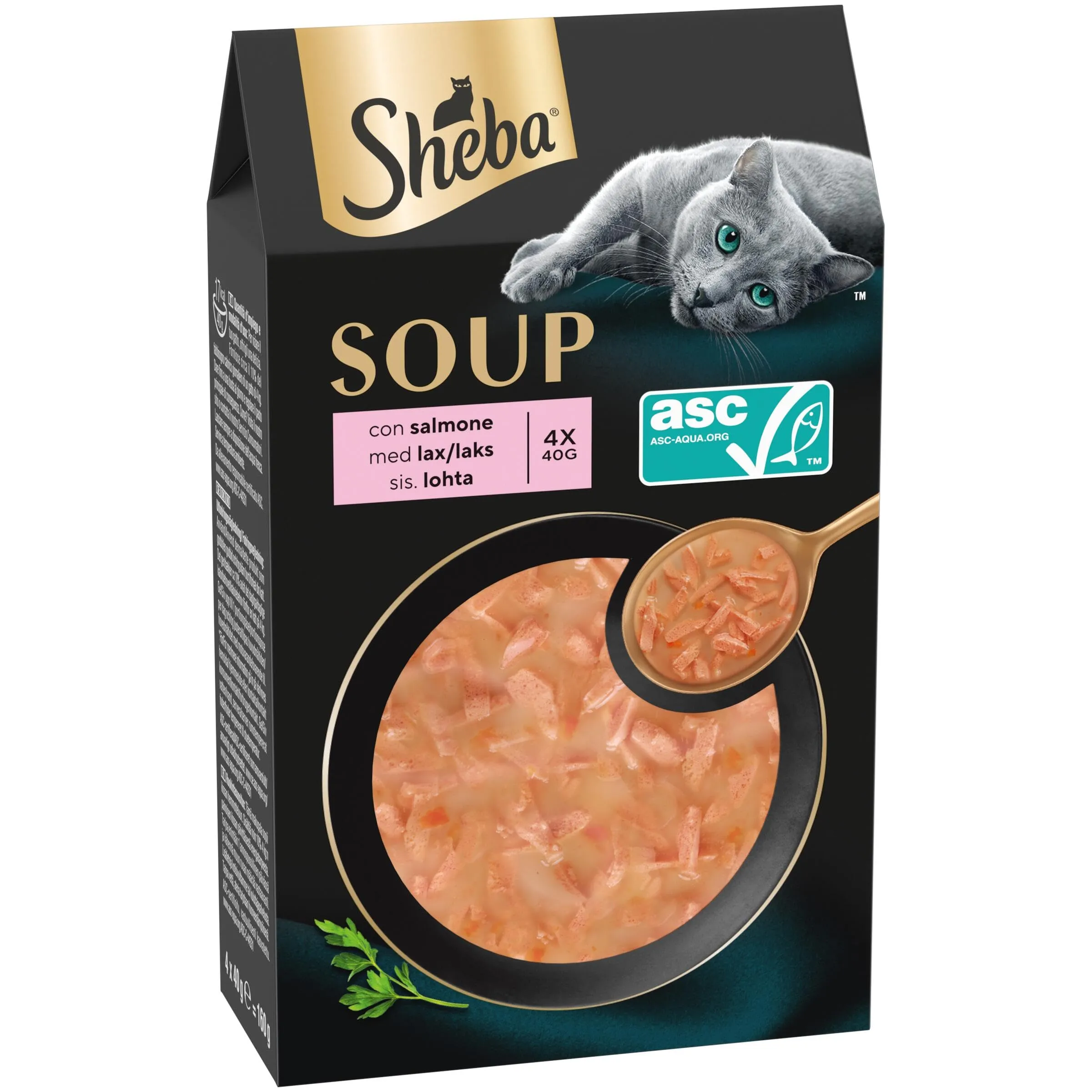 Busta di cibo umido per gatti adulti SHEBA Soup con Salmone, confezione da 40 (10x4x40g) - immagine 2