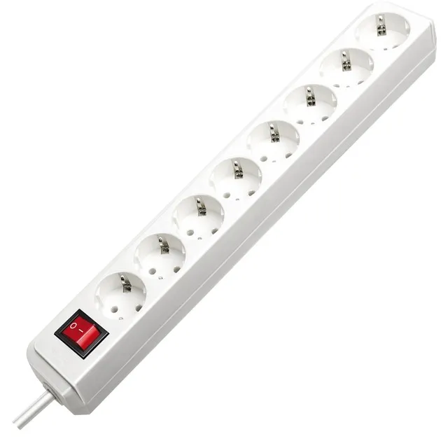 Eco-Line + Switch & 1,5 mm² Ø Cable Bianco 8 presa(e) AC 3 m, Ciabatta - immagine 1