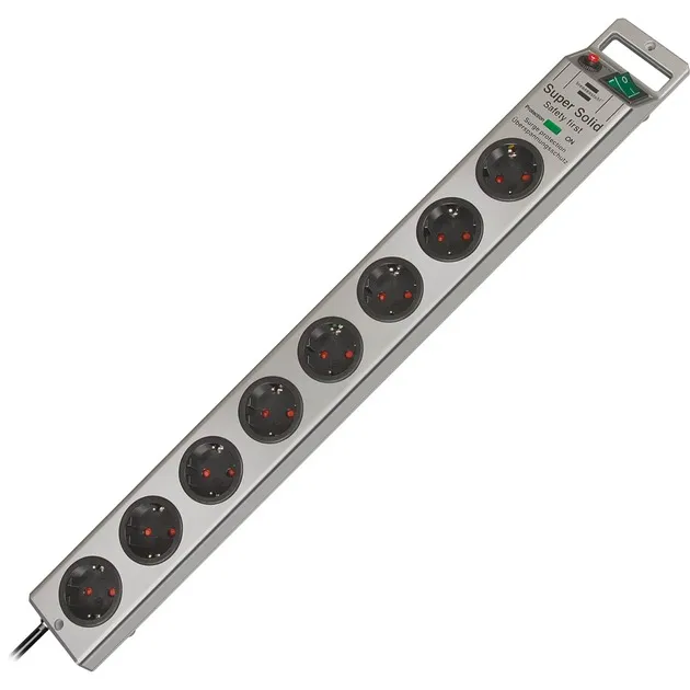 Super-Solid Surge Protection 4.500 A Argento 8 presa(e) AC 2,5 m, Ciabatta - immagine 1