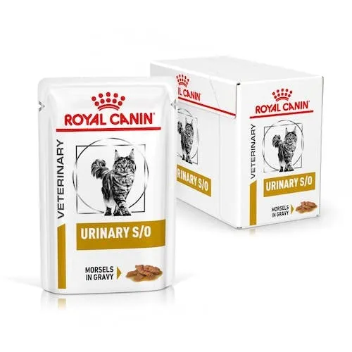 Royal Canin Veterinary Urinary S/O | Confezione Doppia | 2 x 12 x 85 g | Alimento dietetico completo per gatti | Per la dissoluzione dei calcoli di struvite | Basso indice RSS | Bocconcini in salsa - immagine 2