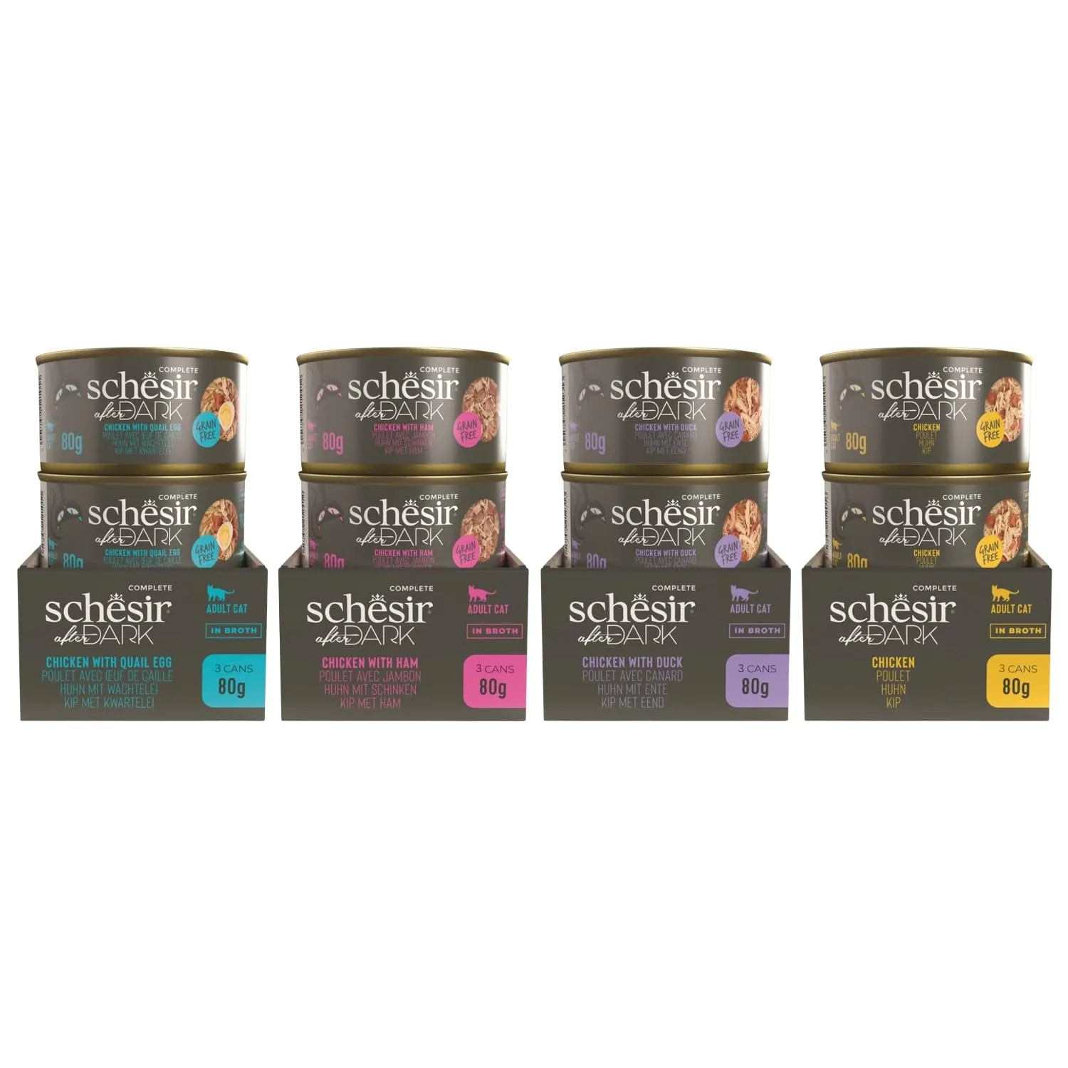 Schesir After Dark, Multigusto in Mousse, Alimento Umido Completo per Gatti, in Lattina, Grain Free, Alto Contenuto di Proteine, Fonte di Idratazione, 12 x 80 g - immagine 2