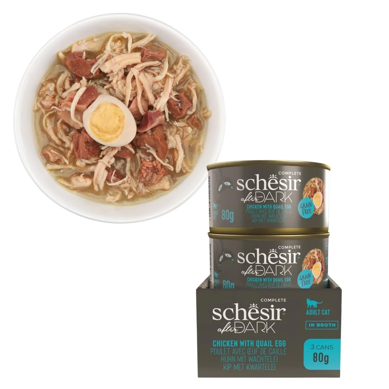 Schesir After Dark, Multigusto in Mousse, Alimento Umido Completo per Gatti, in Lattina, Grain Free, Alto Contenuto di Proteine, Fonte di Idratazione, 12 x 80 g - immagine 4