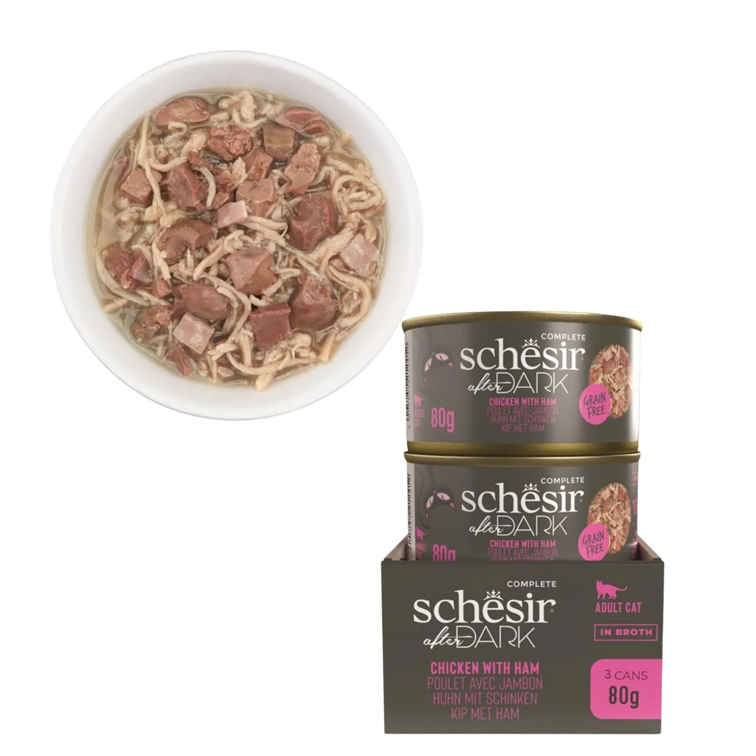 Schesir After Dark, Multigusto in Mousse, Alimento Umido Completo per Gatti, in Lattina, Grain Free, Alto Contenuto di Proteine, Fonte di Idratazione, 12 x 80 g - immagine 5
