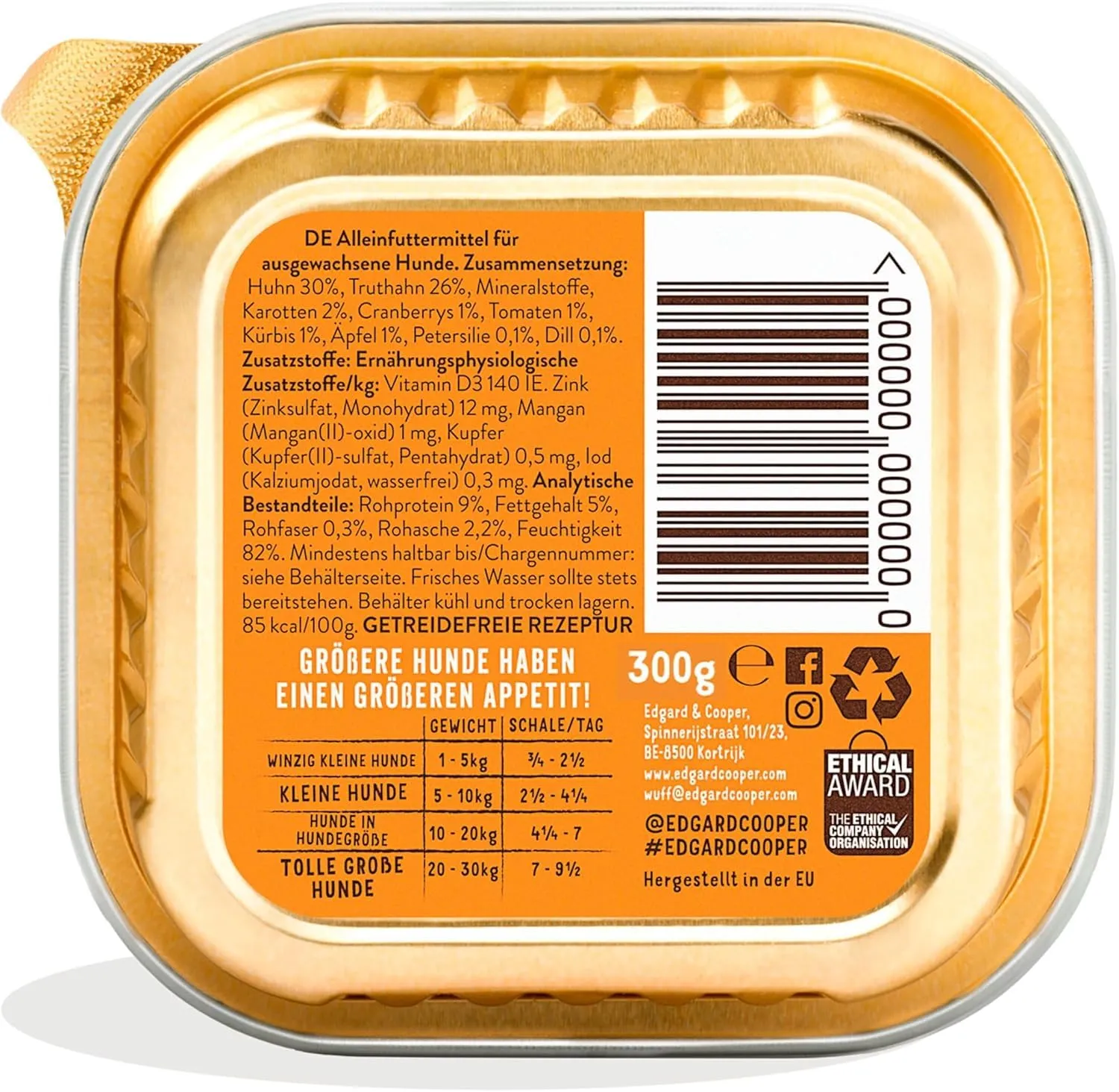 Edgard Cooper Cibo umido per cani, Adulti, Multipack (Pollo/Agnello/Selvaggina 6 x 100g), umido cani, carne fresca e ingredienti naturali, senza cereali, senza zuccheri aggiunti - immagine 6