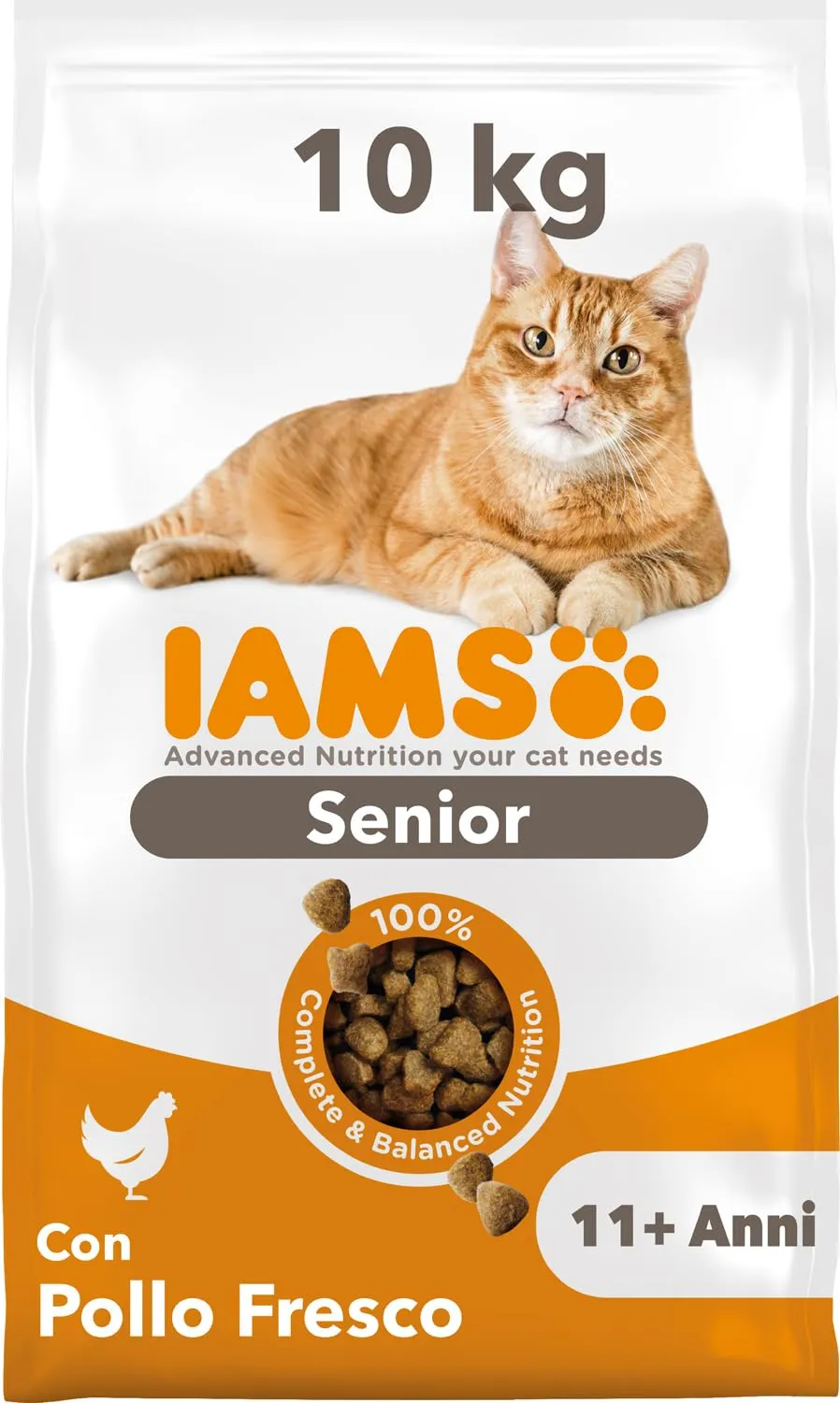 IAMS Cibo secco per gatti anziani da 11 anni con pollo, 10 kg - immagine 1