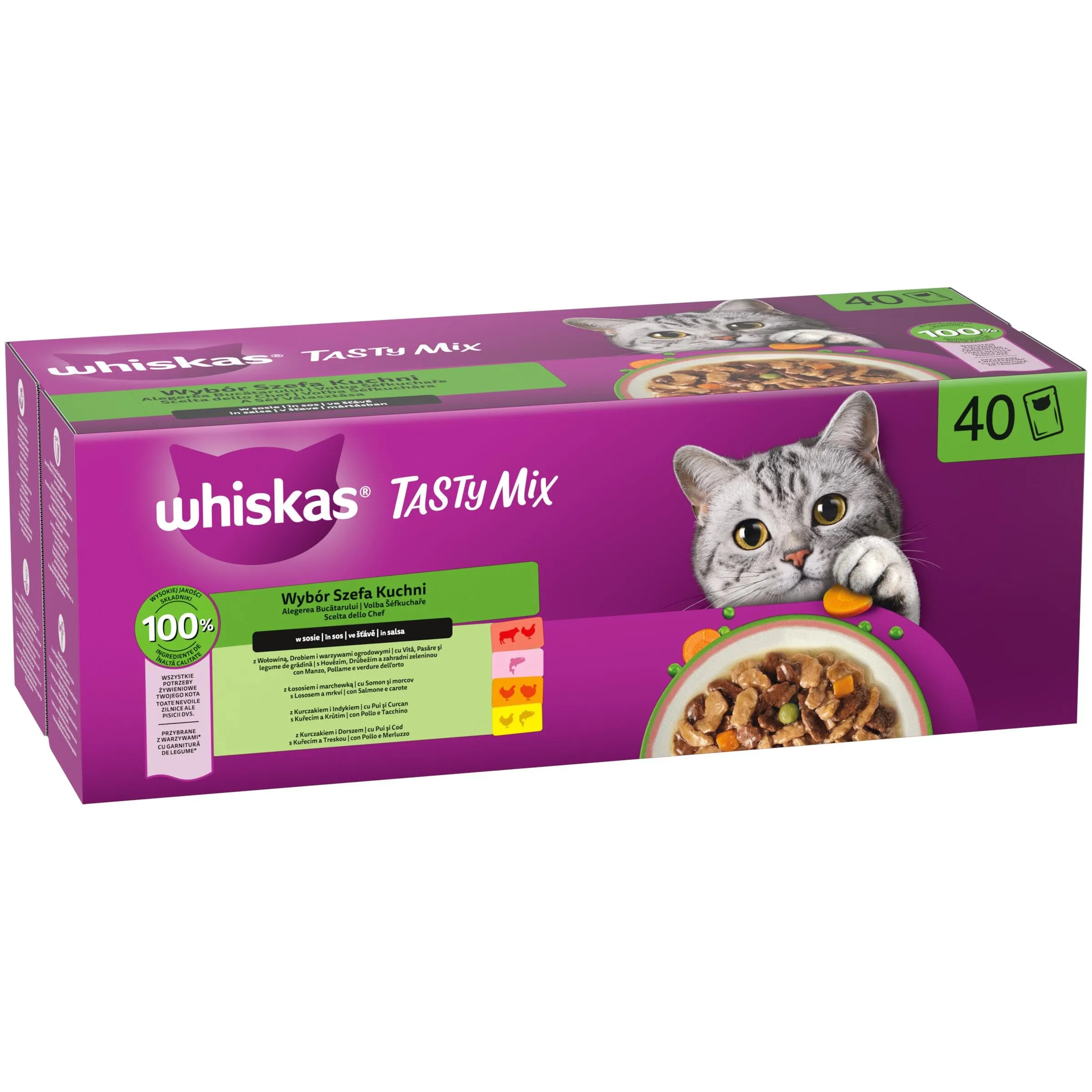 WHISKAS TASTY MIX Cibo Umido in Salsa per Gatti Adulti 40x85g Scelta dello Chef - immagine 2
