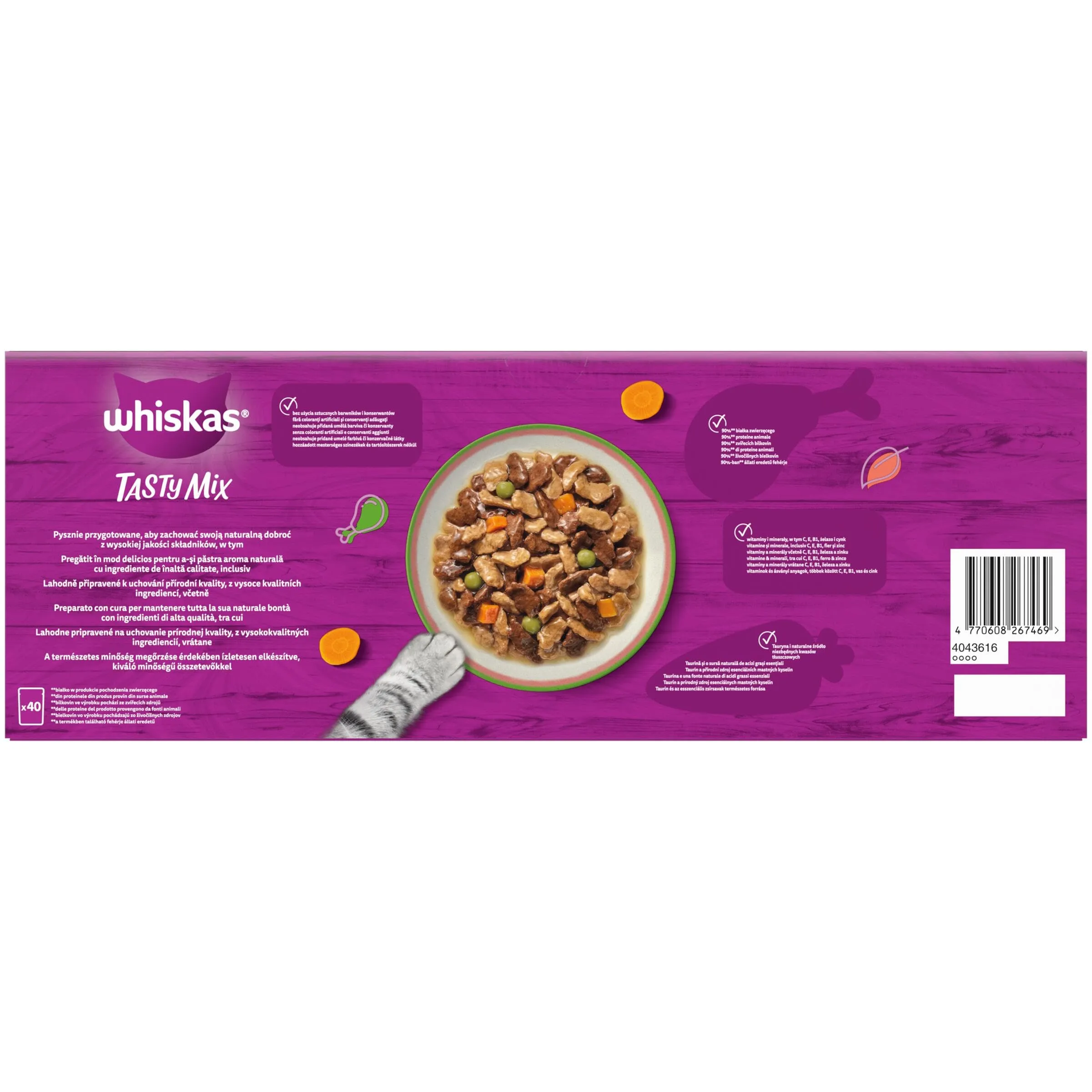 WHISKAS TASTY MIX Cibo Umido in Salsa per Gatti Adulti 40x85g Scelta dello Chef - immagine 3