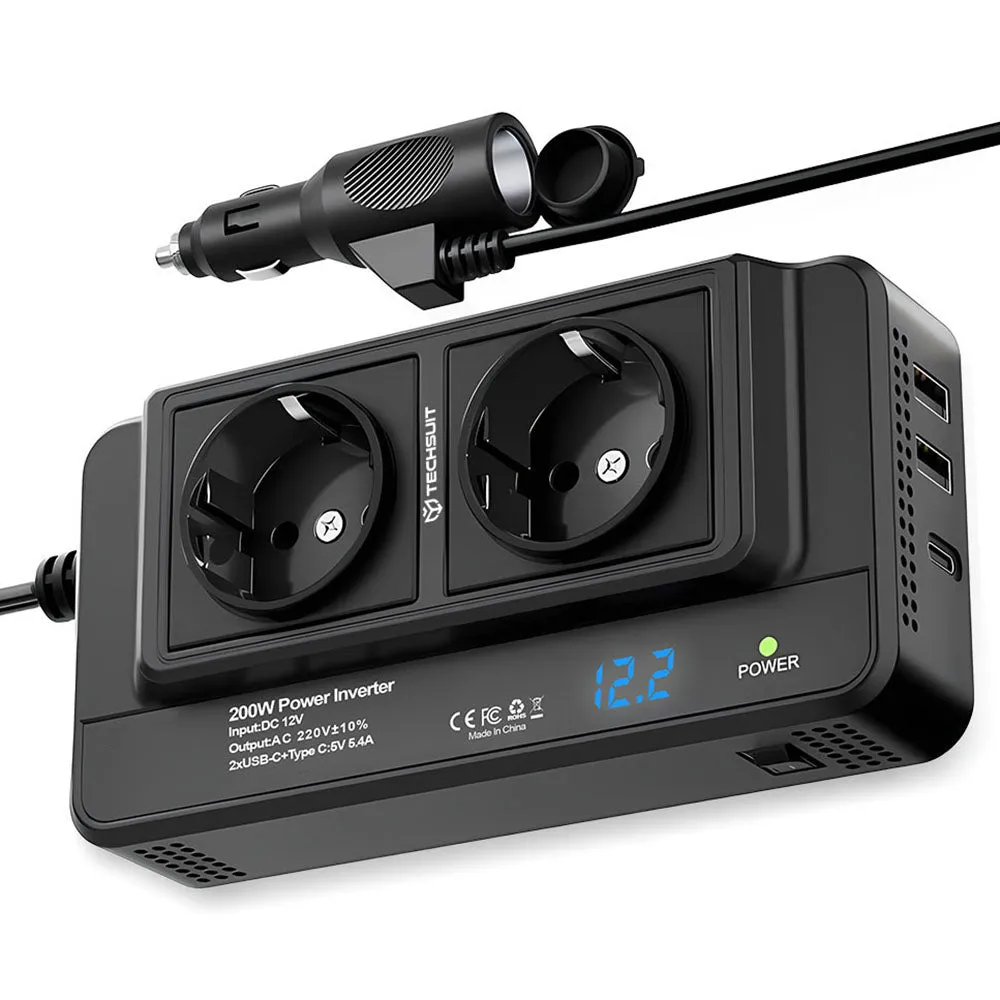 Invertitore Elettrico Auto Techsuit PowerDriveX, 200W - immagine 1
