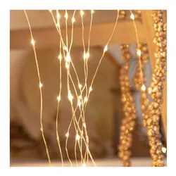 Filo Rame 600 luci - MICROLED Bianco caldo (2 + 4 mt) Cascata 1 Gioco di luce XMAS KING IP44 48744 - immagine 1