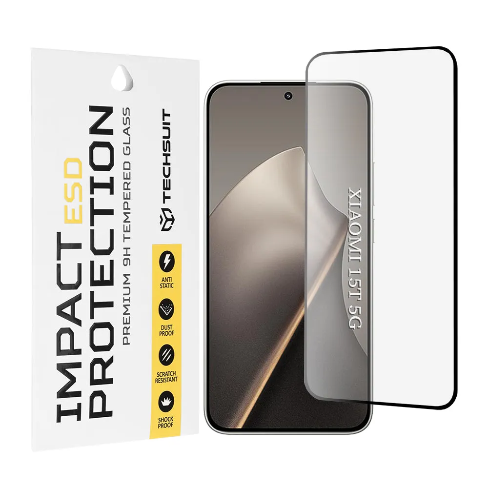 Pellicola protettiva per schermo Techsuit per Xiaomi 15T, Vetro temperato, Full Glue, Nero - immagine 1
