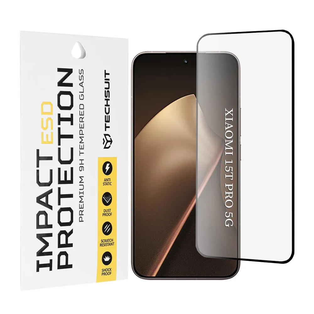 Pellicola protettiva per schermo Techsuit per Xiaomi 15T Pro, Vetro temperato, Full Glue, Nero - immagine 1
