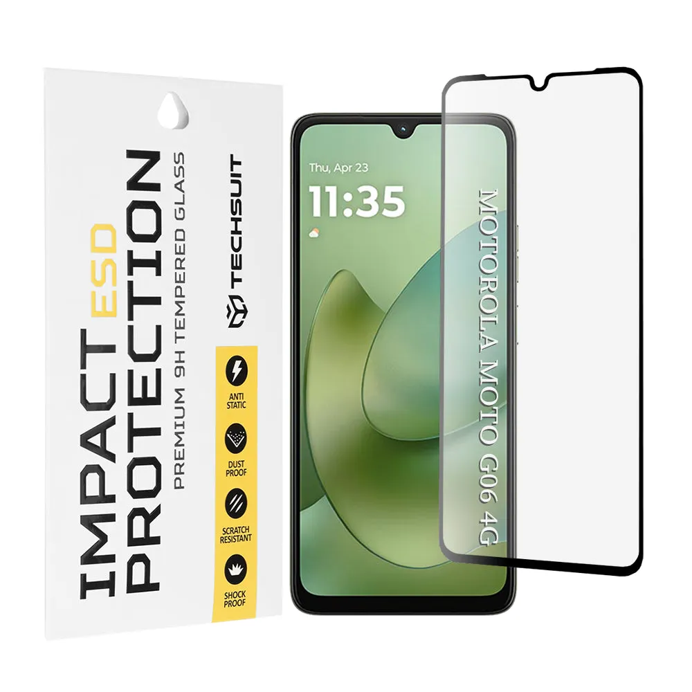 Pellicola protettiva per schermo Techsuit per Motorola Moto G06 Power / G06, Vetro temperato, Full Glue, Nero - immagine 1