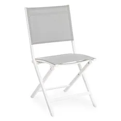Sedia pieghevole da esterno alluminio, textilene ELIN Bianco e Grigio 0662506 - immagine 1