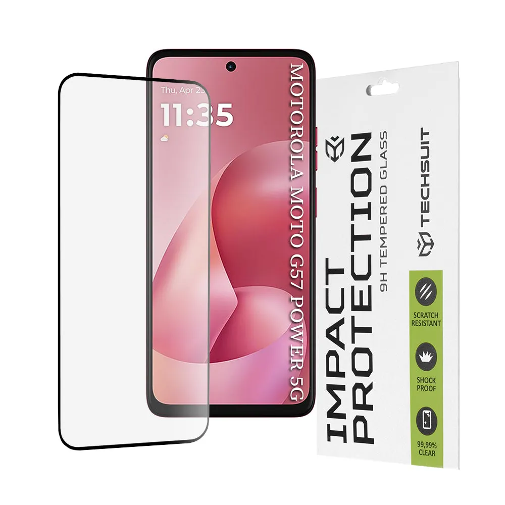 Pellicola protettiva per schermo Techsuit per Motorola Moto G67 Power / G57 Power, Vetro temperato, Full Glue, 111D, Nero - immagine 1