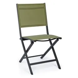 Sedia pieghevole da esterno alluminio, textilene ELIN Antracite e Verde 0662547 - immagine 1