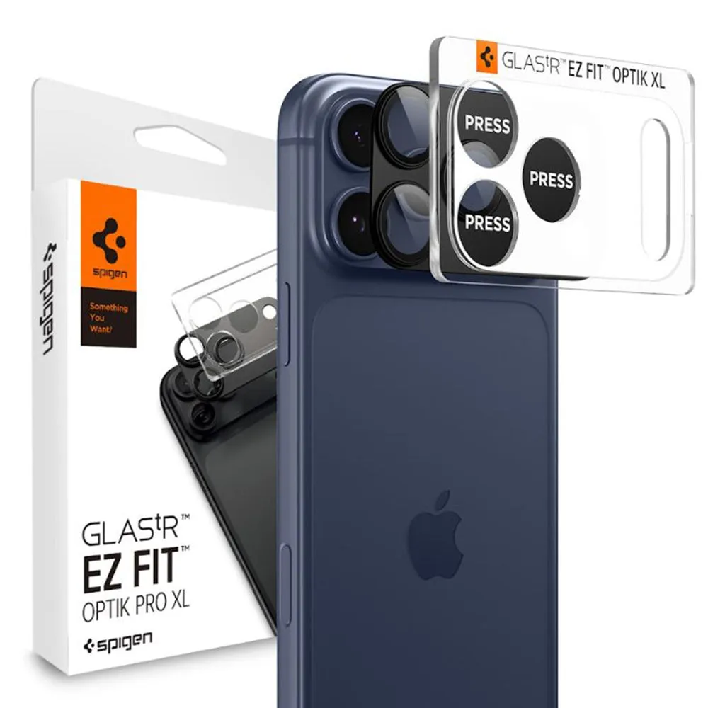 Pellicola Protettiva Posteriore Spigen GlastR EZ FIT Optik Pro XL per Apple iPhone 17 Pro Max, Vetro Temperato, Nero AGL10649 - immagine 1