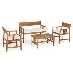 Set da esterno legno NOEMI 4 posti Ecrù 0805979 - immagine 1