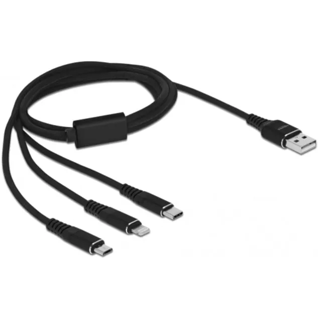 87155 cavo USB 1 m USB 2.0 USB A Micro-USB B/Lightning/Apple 30-pin Nero - immagine 1