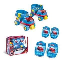 Pattini Baby + protezioni (taglia 22-29 ) SPIDERMAN Assortito Azzurro e Rosso 18390 - immagine 1