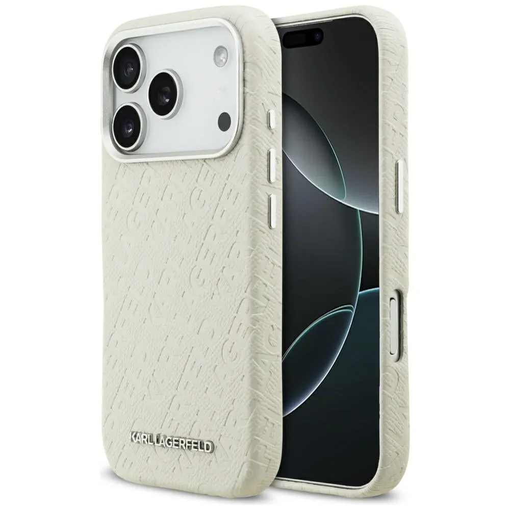 Custodia MagSafe per Apple iPhone 17 Pro Max, Karl Lagerfeld, FW Stamped Karl, Beige - immagine 1