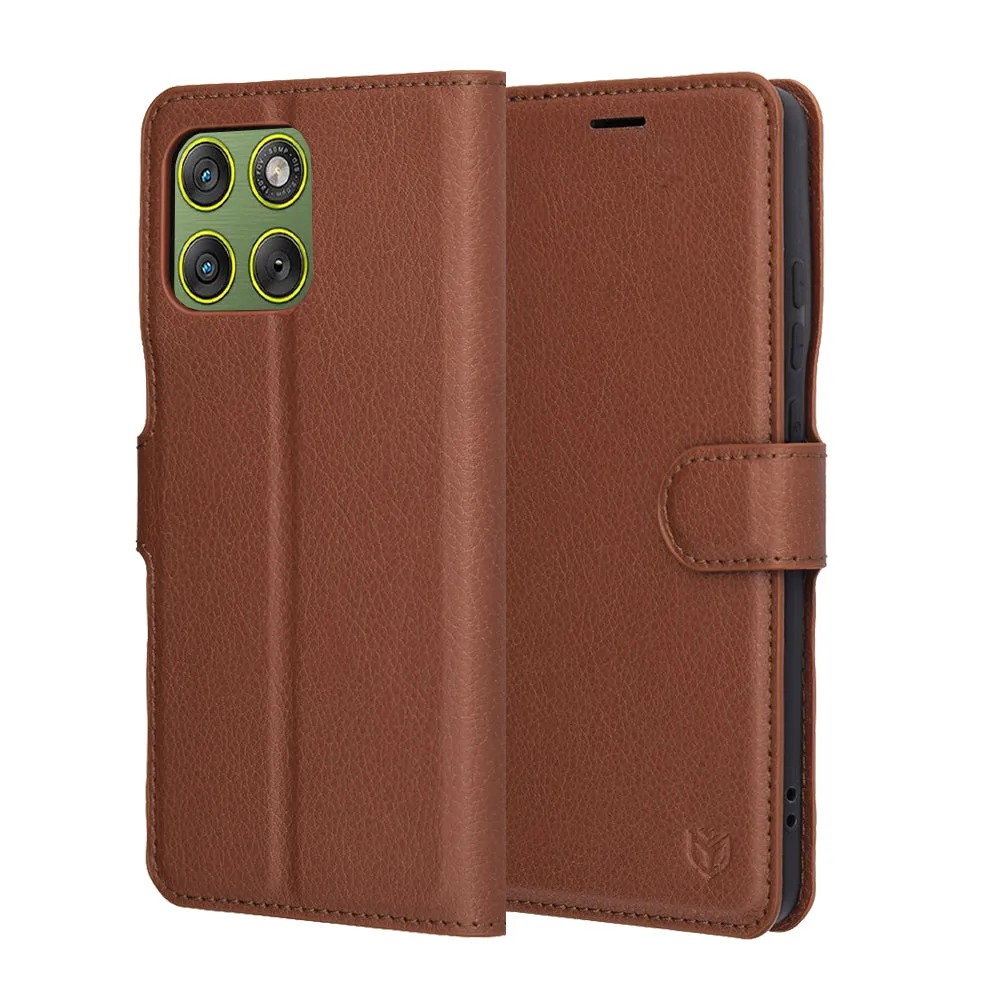 Custodia per Motorola Edge 70, Techsuit, Leather Folio, Marrone - immagine 1
