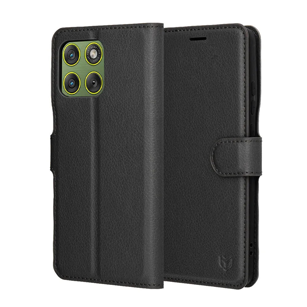 Custodia per Motorola Edge 70, Techsuit, Leather Folio, Nera - immagine 1