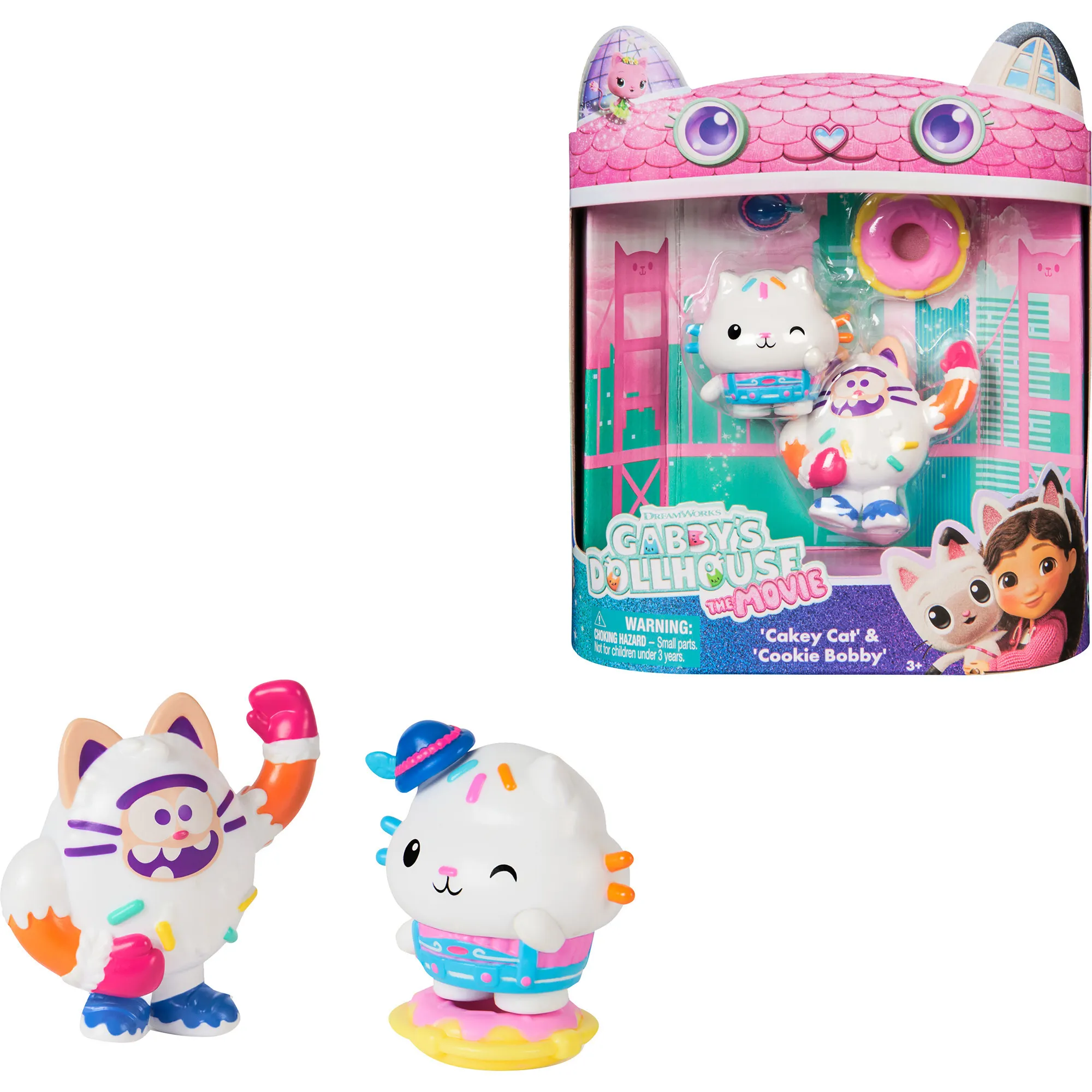 Gabby''s Dollhouse: The Movie, Cakey Cat e Cookie Bobby, personaggi giocattolo e 2 accessori, giocattoli per bambine e bambini dai 3 anni in su, Gioco figura - immagine 1