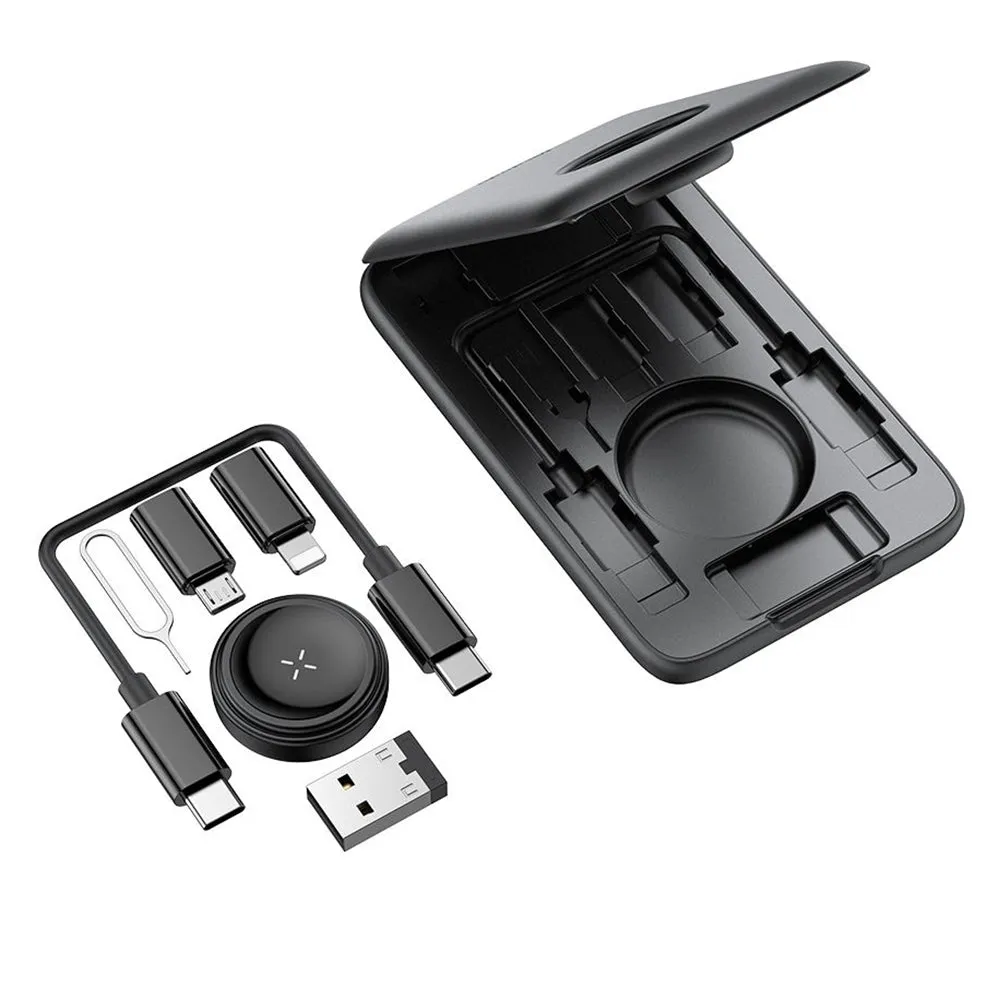 Caricabatterie Wireless con Organizer McDodo CH-2440 8in1 per Apple Watch Series, Nero - immagine 1