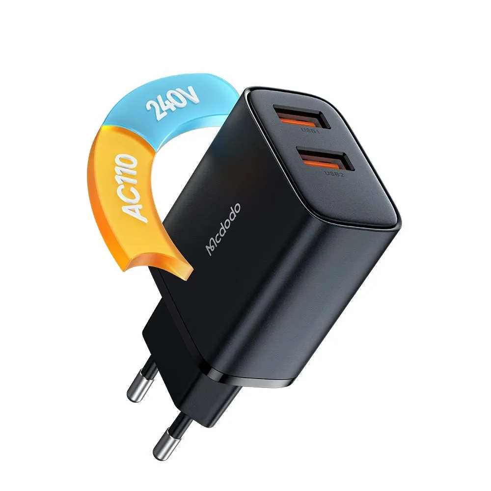 Caricabatterie Retea McDodo CH-5070 Beryllium, 12W, 2.4A, 2 x USB-A, Nero - immagine 1