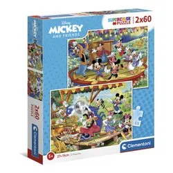 Puzzle 2x60 pz Super Color 5a+ (27x18,5cm) DISNEY MICKEY & FRIENDS 21620 - immagine 1