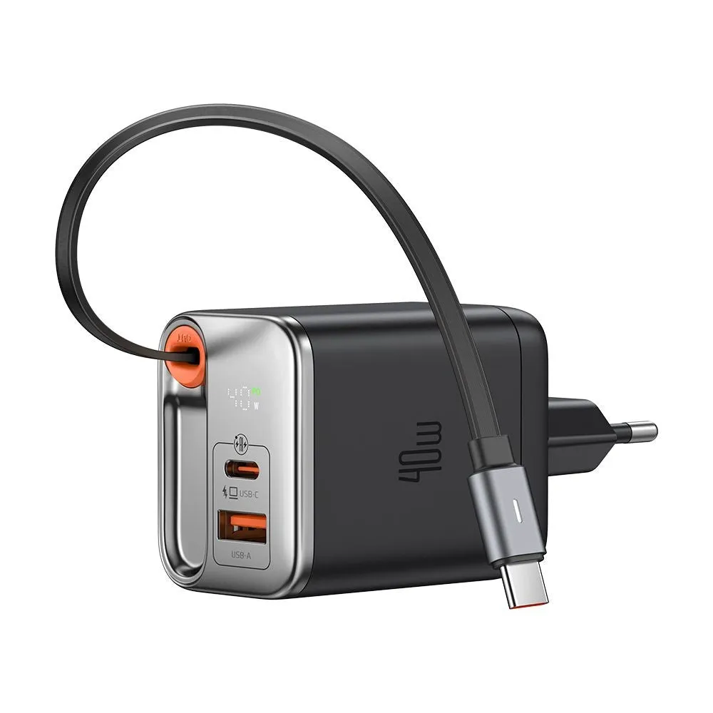 Caricabatterie Rete con Cavo USB-C McDodo CH-4281 FreeGo Display, 40W, 3A, 1 x USB-A - 1 x USB-C, Nero - immagine 1