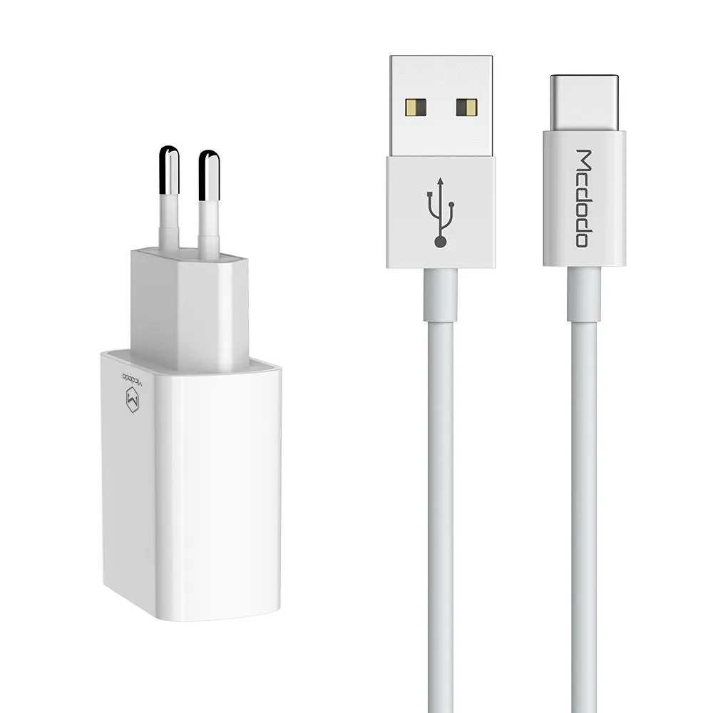 Caricabatterie Rete con Cavo USB-C McDodo CH-6721 Offer, 12W, 2.4A, 2 x USB-A, Bianco - immagine 1