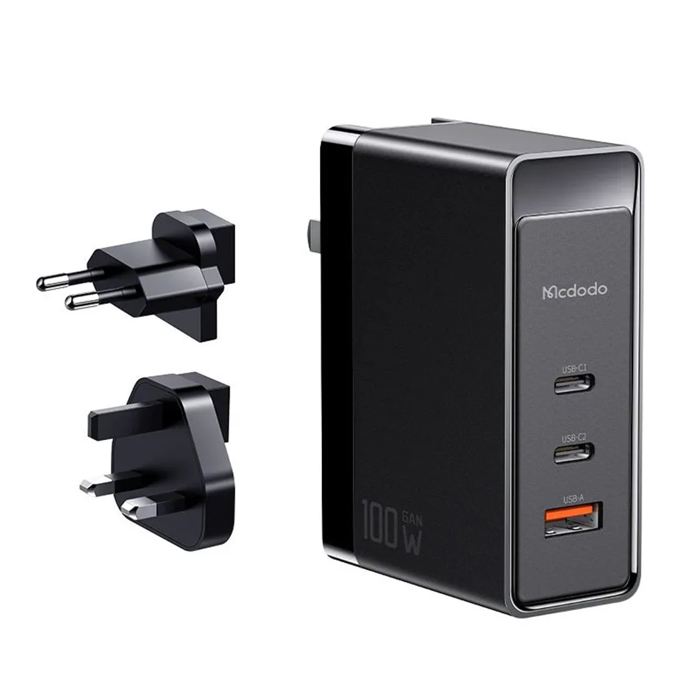 Caricabatterie da rete McDodo CH-8101 Pro Nuc AR Power Travel, 100W, 5A, 1 x USB-A - 2 x USB-C, Nero - immagine 1