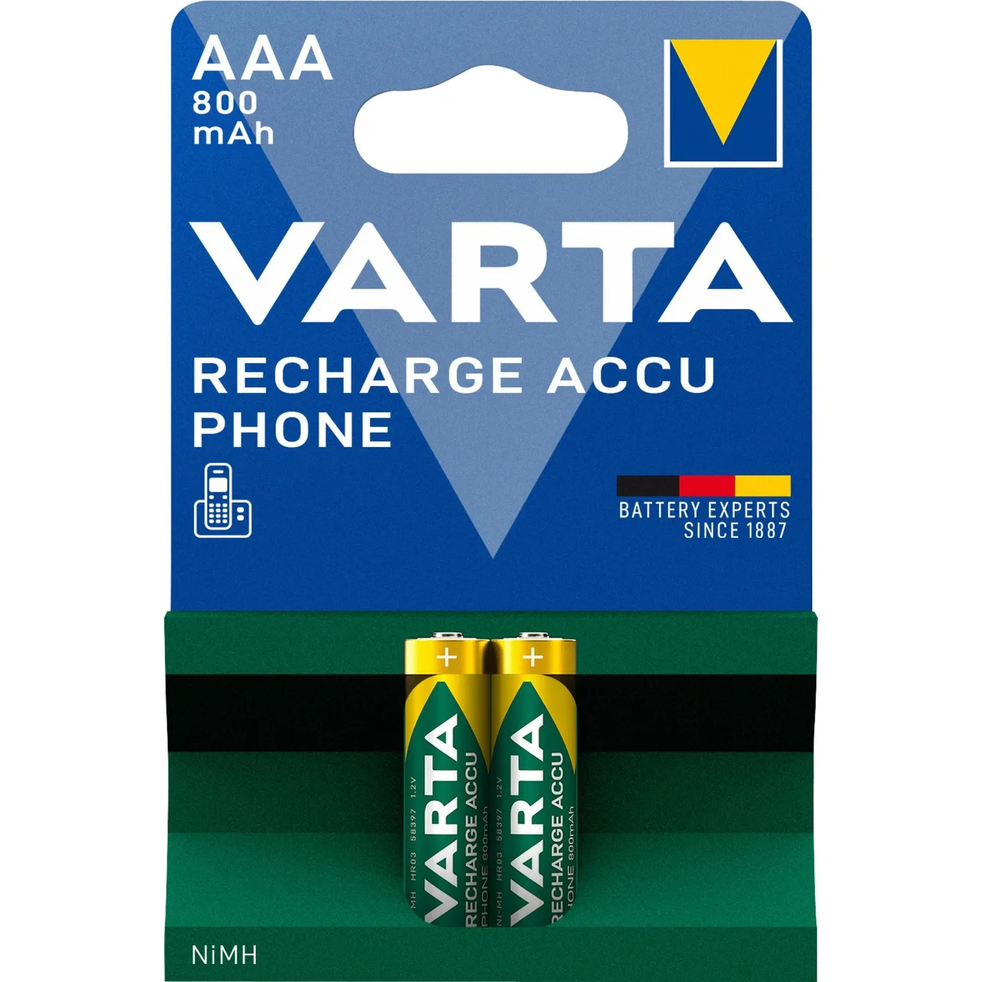 Recharge Accu Phone AAA 800 mAh Blister da 2 (Batteria NiMH Accu, Micro, ricaricabile) - immagine 1