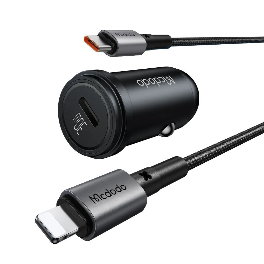 Caricabatterie Auto con Cavo Lightning McDodo CC-7492 Obsidian, 30W, 3A, 1 x USB-C, Nero - immagine 1