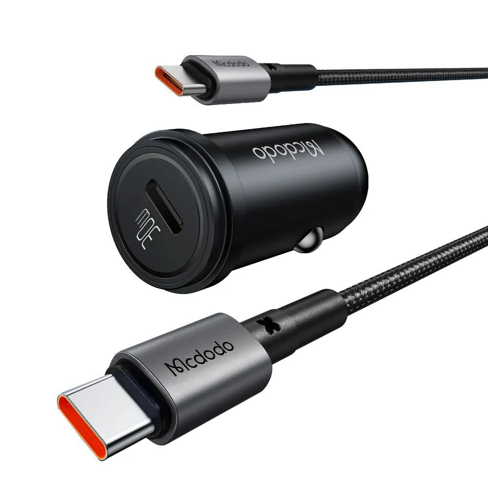 Caricabatterie Auto Con Cavo USB-C McDodo CC-7493 Obsidian, 30W, 3A, 1 x USB-C, Nero - immagine 1