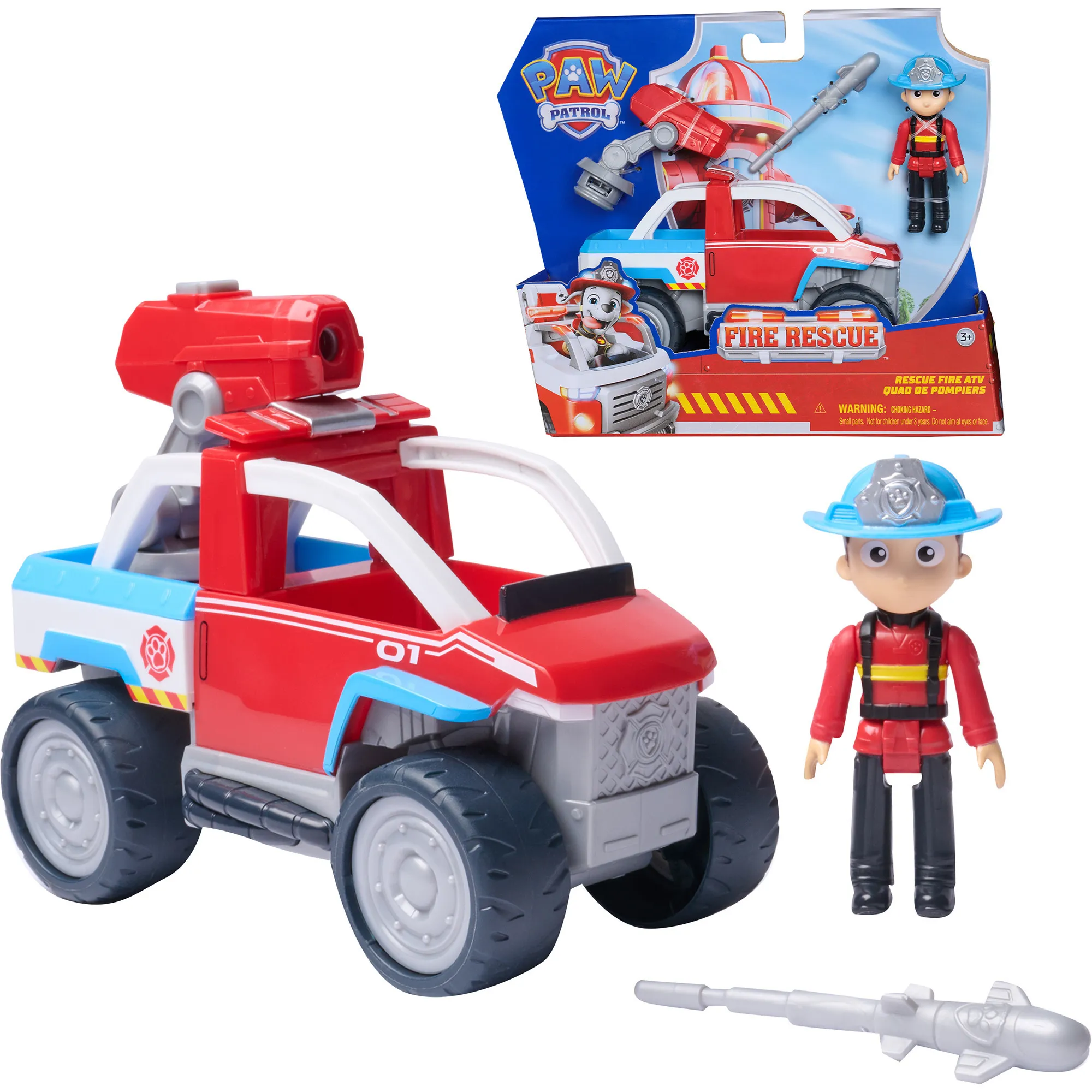 PAW Patrol Fire Rescue Quad Antincendio con Action Figure Ryder da Collezione e Quad da 17,7 cm con Lanciadroni, Giocattoli per Bambini e Bambine, 3+ Anni, veicolo da gioco - immagine 1