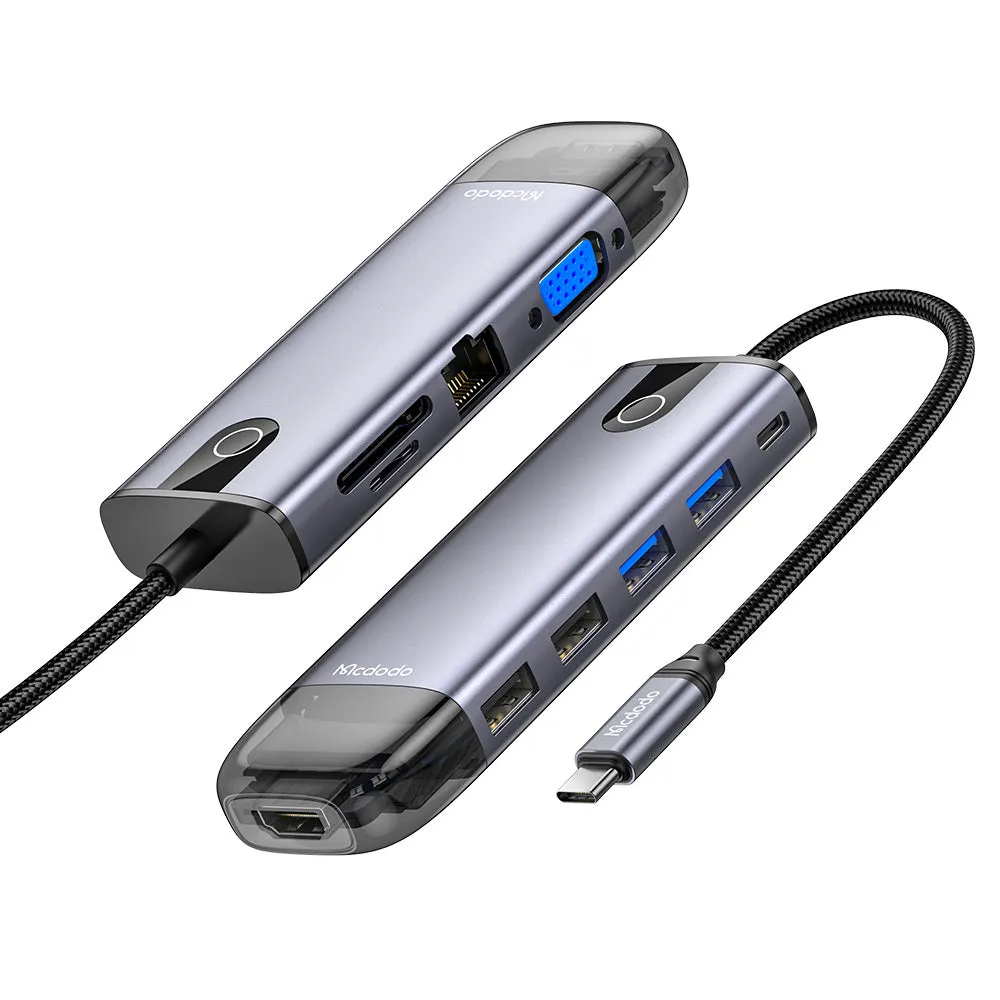 Hub USB-C McDodo HU-7420, 10in1, Grigio - immagine 1