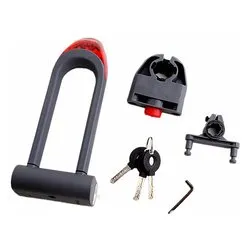 Lucchetto bici ad arco rigido con Led (6,2x24,6cm) Nero e Rosso TY3851 BK064 - immagine 1