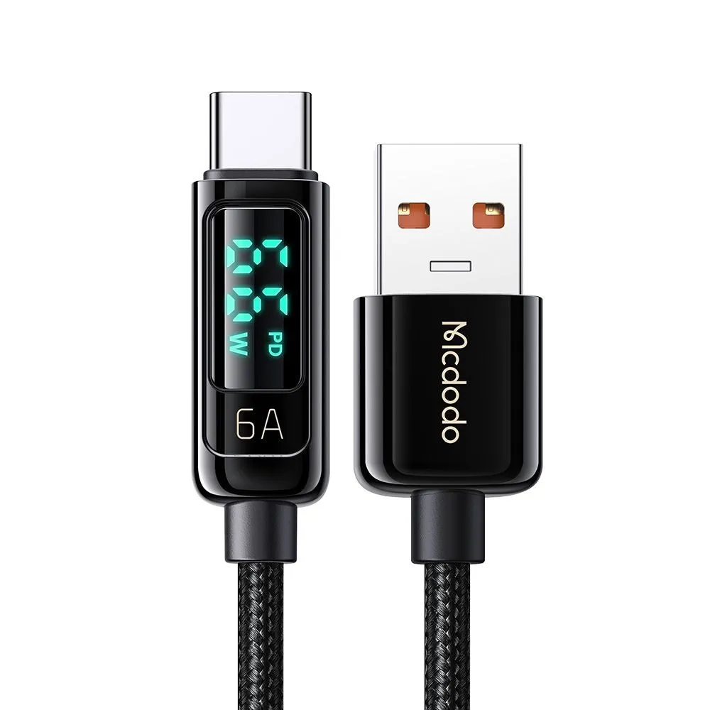 Cavo Dati e Ricarica USB-A - USB-C McDodo CA-8690 Display, 66W, 1.2m, Nero - immagine 1