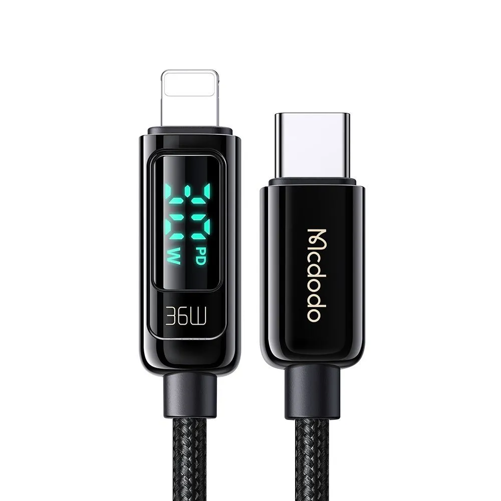 Cavo Dati e Ricarica USB-C - Lightning McDodo CA-8810 Display, 36W, 1.2m, Nero - immagine 1